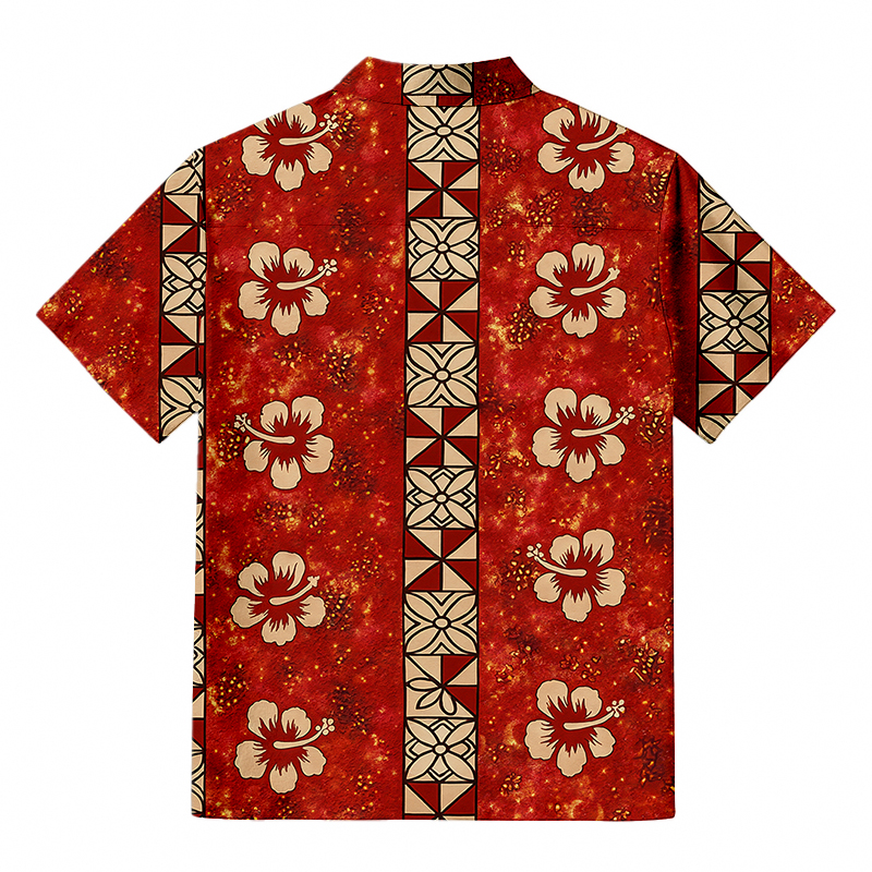 Tokyocanvas Passionate Red & Floral Charm Hawaiian Shirt