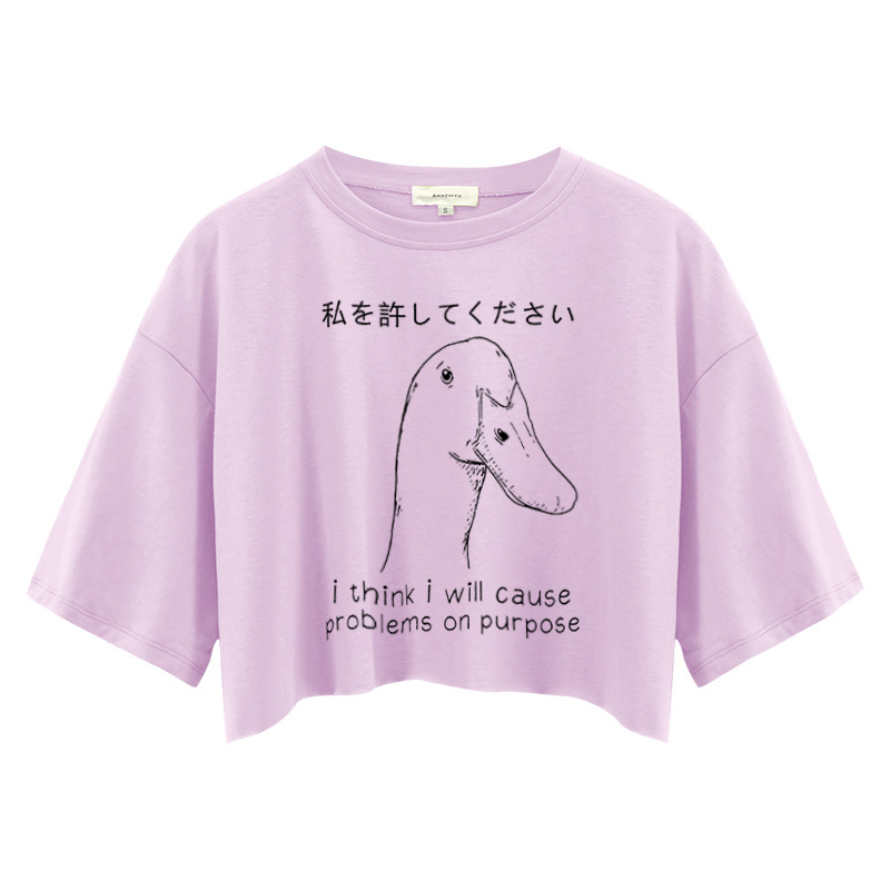 Tokyocanvas Stupid Goose Funny Crop Top