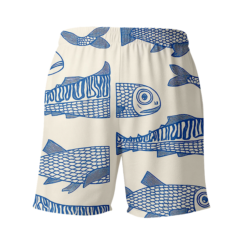 Tokyocanvas Japanese Blue Fish Swim Short