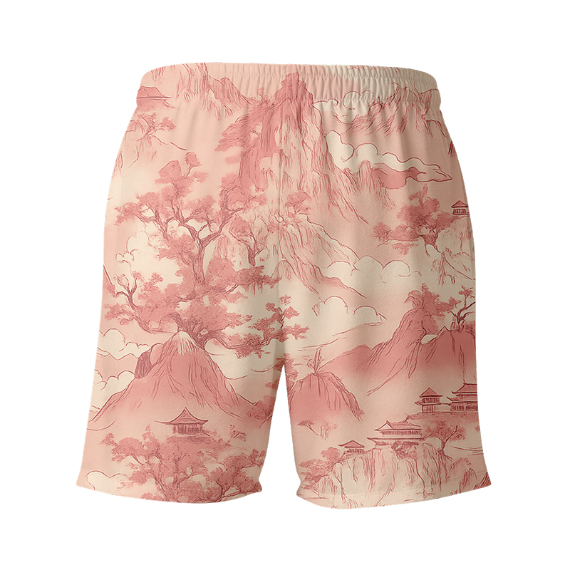 Tokyocanvas Cherry Blossom Mountains Swim Short