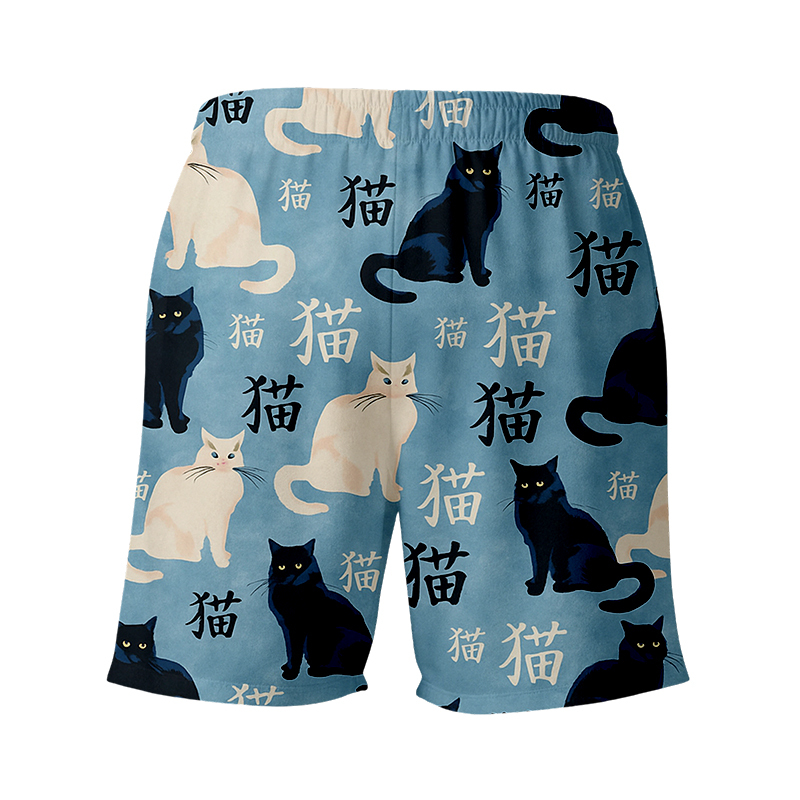 Tokyocanvas Japanese Black And White Cat Swim Short