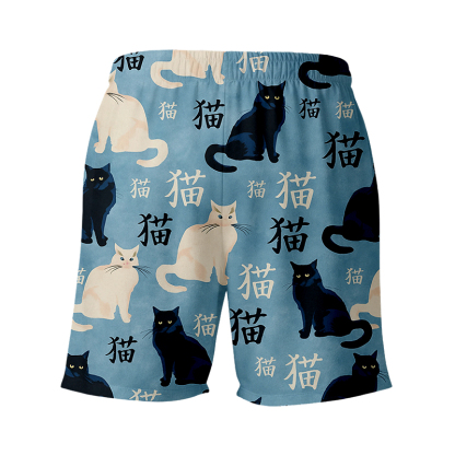 Tokyocanvas Japanese Black And White Cat Swim Short