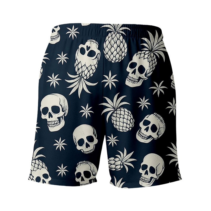 Tokyocanvas Pineapple Skull Aloha Swim Short