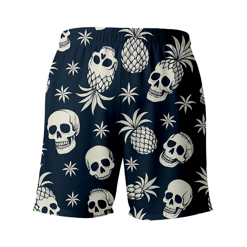 Tokyocanvas Pineapple Skull Aloha Swim Short