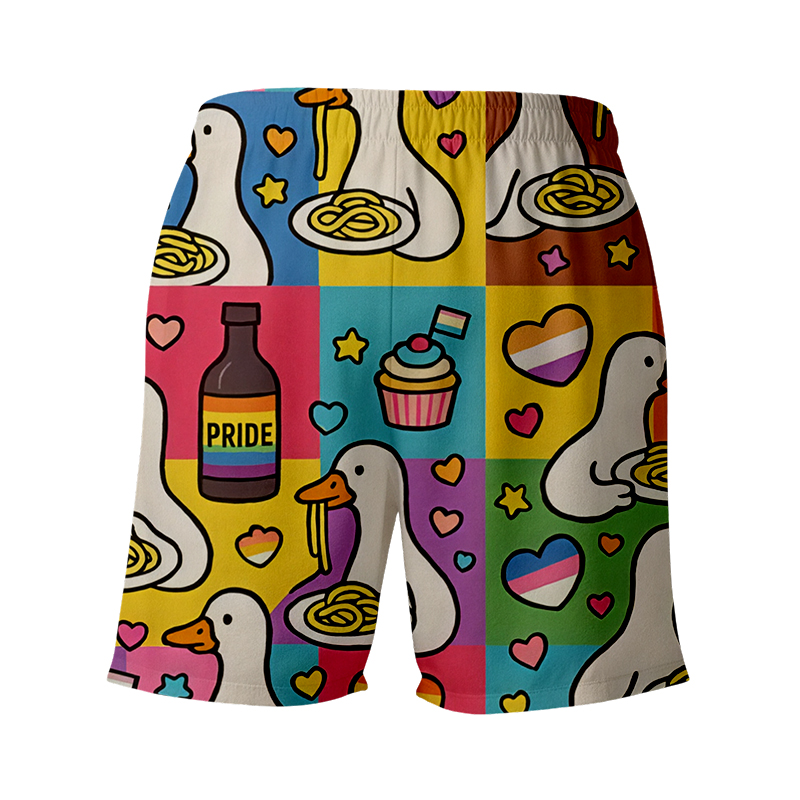 Tokyocanvas Pride japanese Goose Eat Spaghetti Aloha Swim Short
