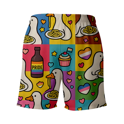 Tokyocanvas Pride japanese Goose Eat Spaghetti Aloha Swim Short