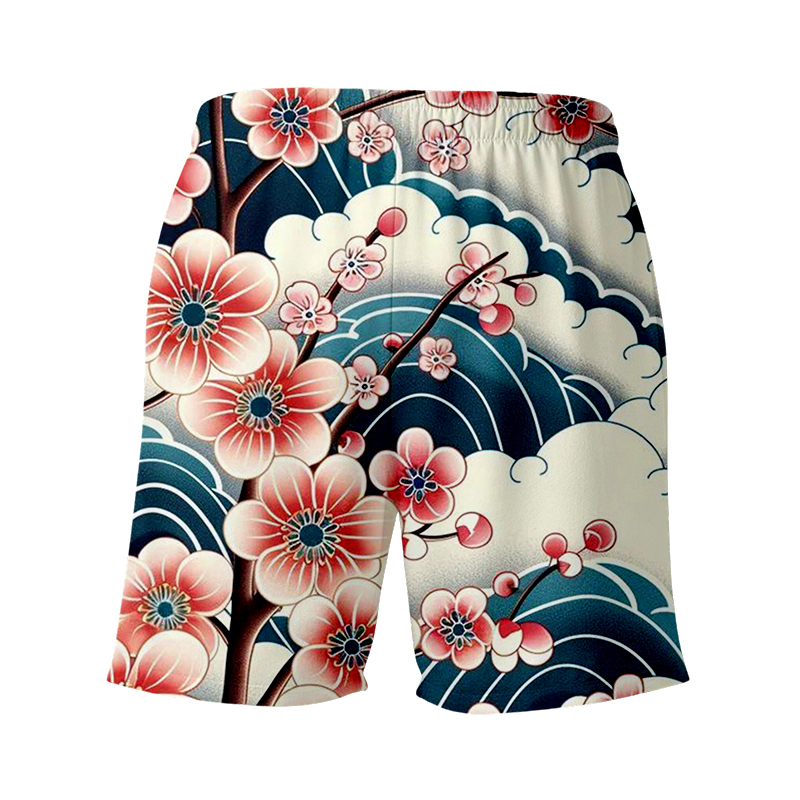 Tokyocanvas Pink And White Cherry Blossoms Swim Short