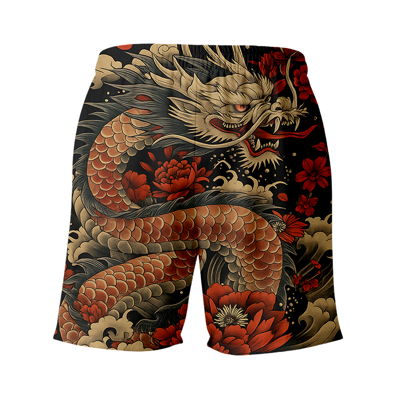Tokyocanvas Vintage Japanese Art Dragon Swim Short