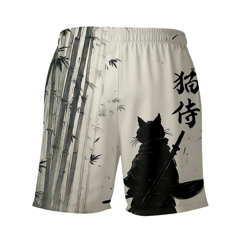 Tokyocanvas Samurai Cat In The Bamboo Forest Swim Short