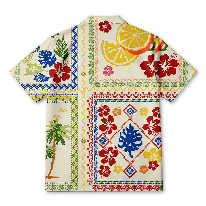 Tokyocanvas Pixel Tropic Lemon Hawaiian Shirt