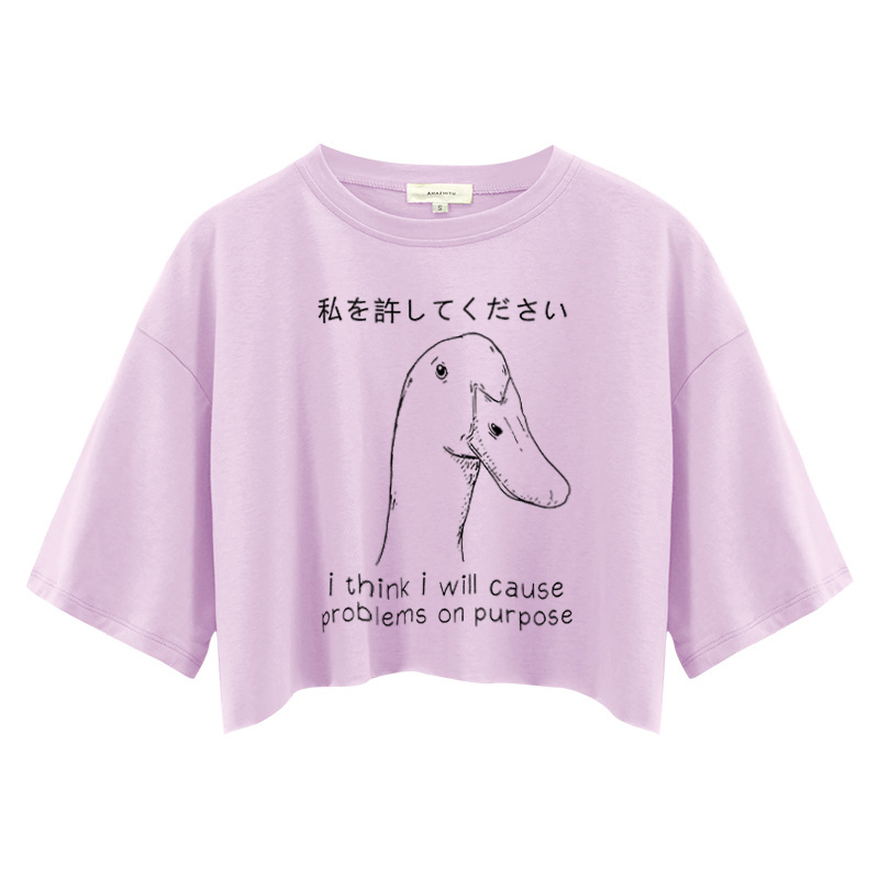 Tokyocanvas Stupid Goose Funny Crop Top