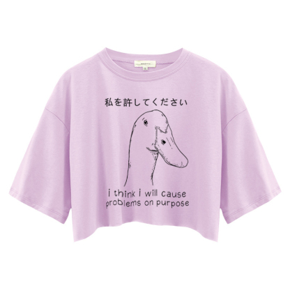 Tokyocanvas Stupid Goose Funny Crop Top