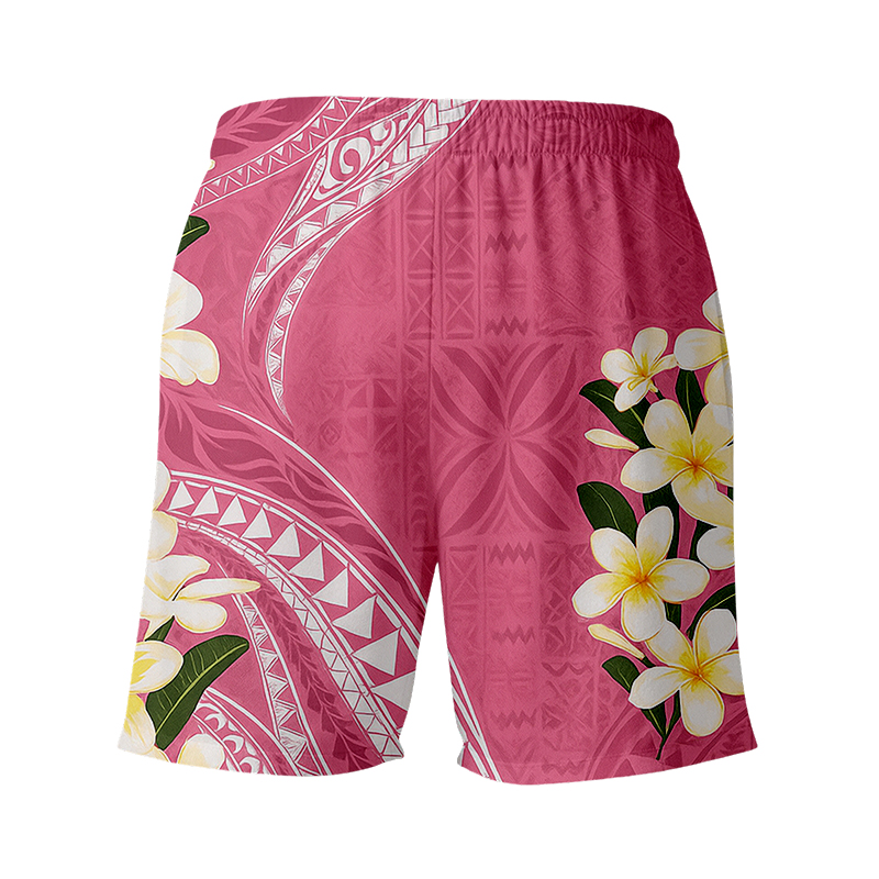 Tokyocanvas Aloha Pink Flowers Swim Short
