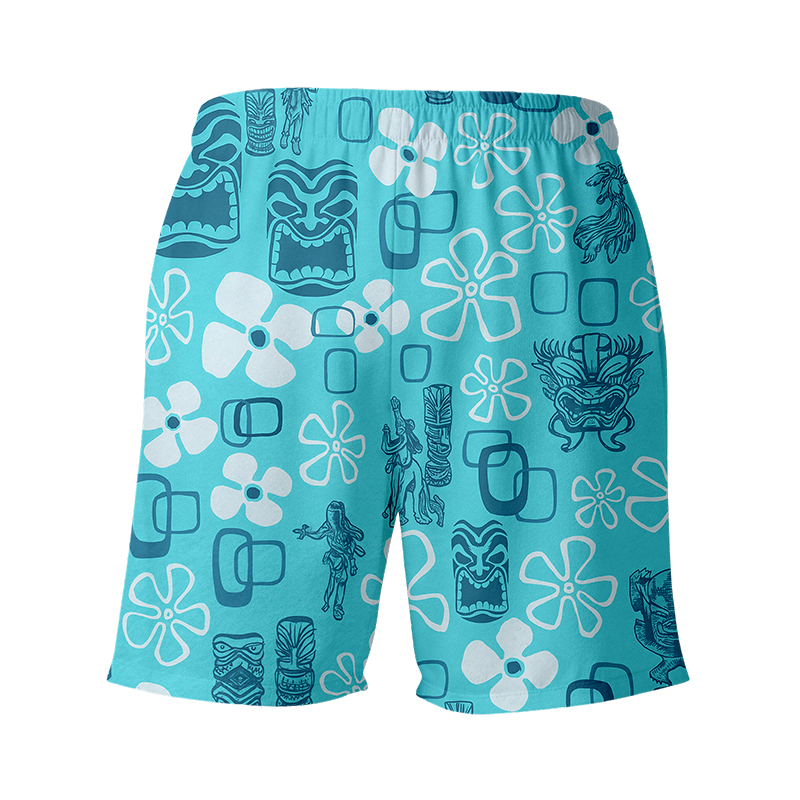Tokyocanvas Hula Girl & Tiki Seersucker Swim Short