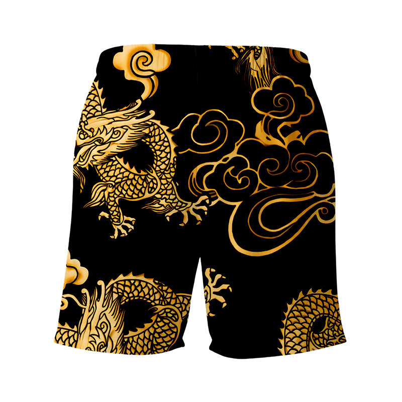 Tokyocanvas Black Gold Oriental Dragon Swim Short