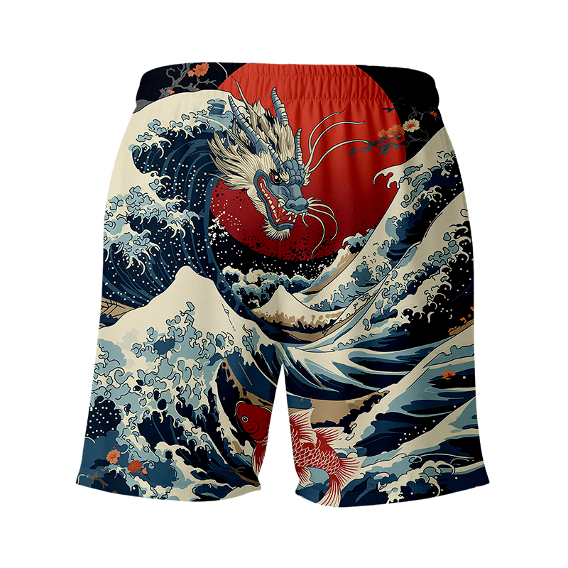 Tokyocanvas Japanese Dragon Koi Fish Swim Short