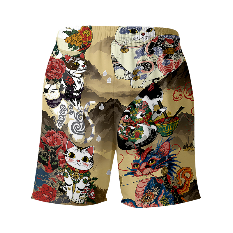 Tokyocanvas Japanese Cat Tattoo Swim Short