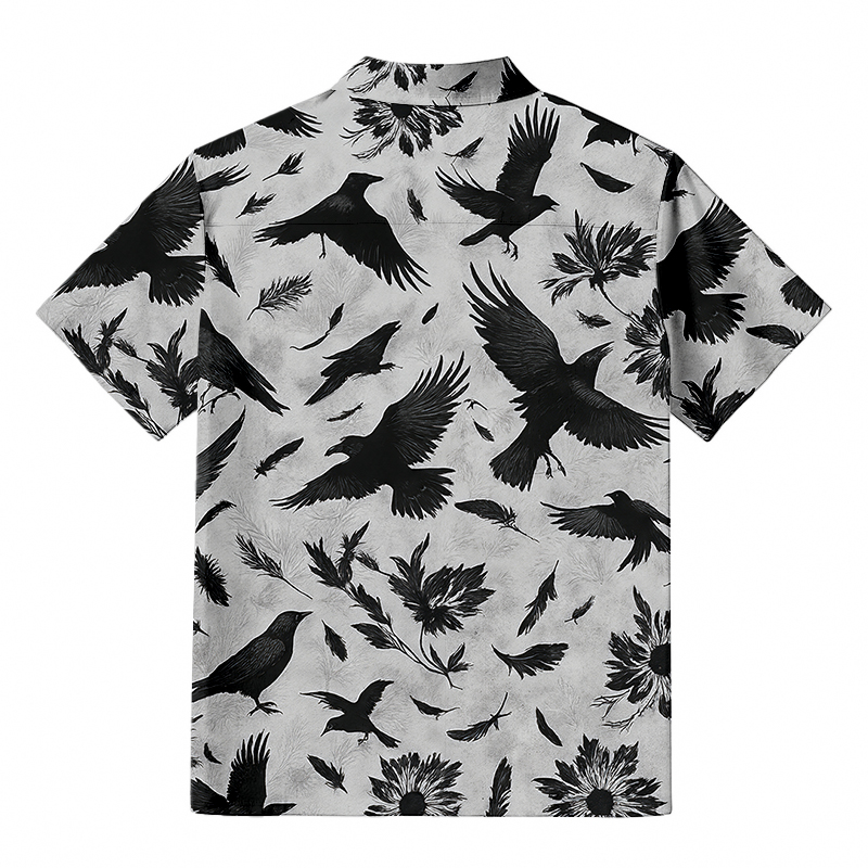 Tokyocanvas Crows Amongst Blossom Hawaiian Shirt
