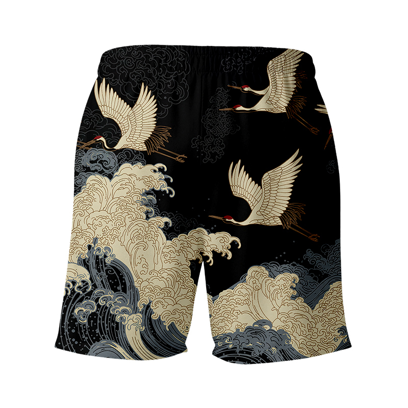Tokyocanvas Crane Waves Elegance Swim Short