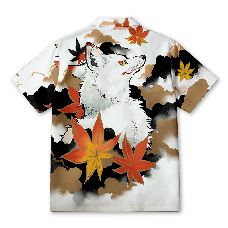 Tokyocanvas Japanese Fox Hawaiian Shirt