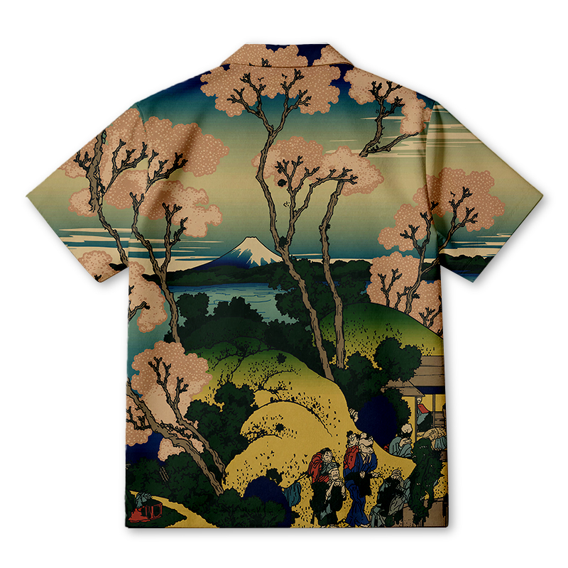 Tokyocanvas Mount Fuji & Cherry Blossoms Hawaiian Shirt