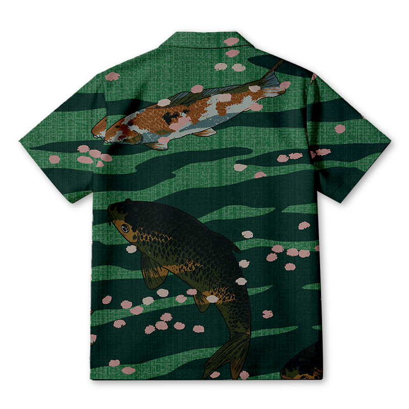 Tokyocanvas Two Koi Fish Hawaiian Shirt