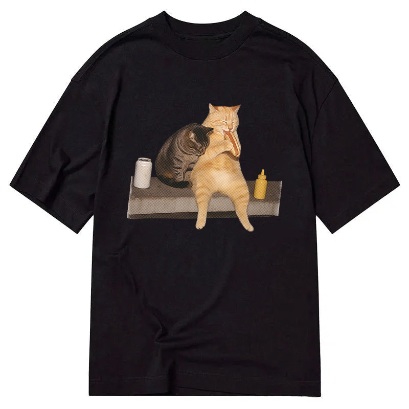Tokyocanvas Cat Eating Hot Dog Classic T-Shirt