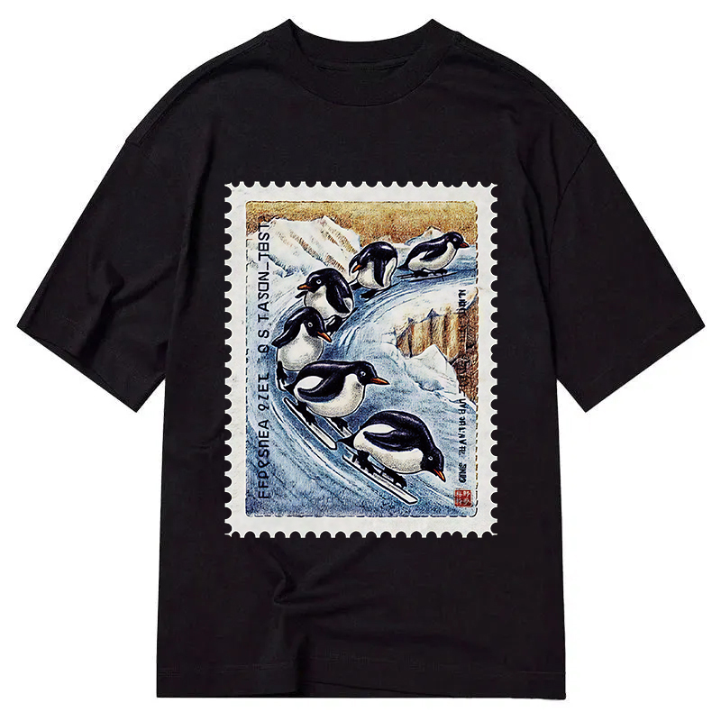 Tokyocanvas Gliding Penguin Stamp Classic T-Shirt