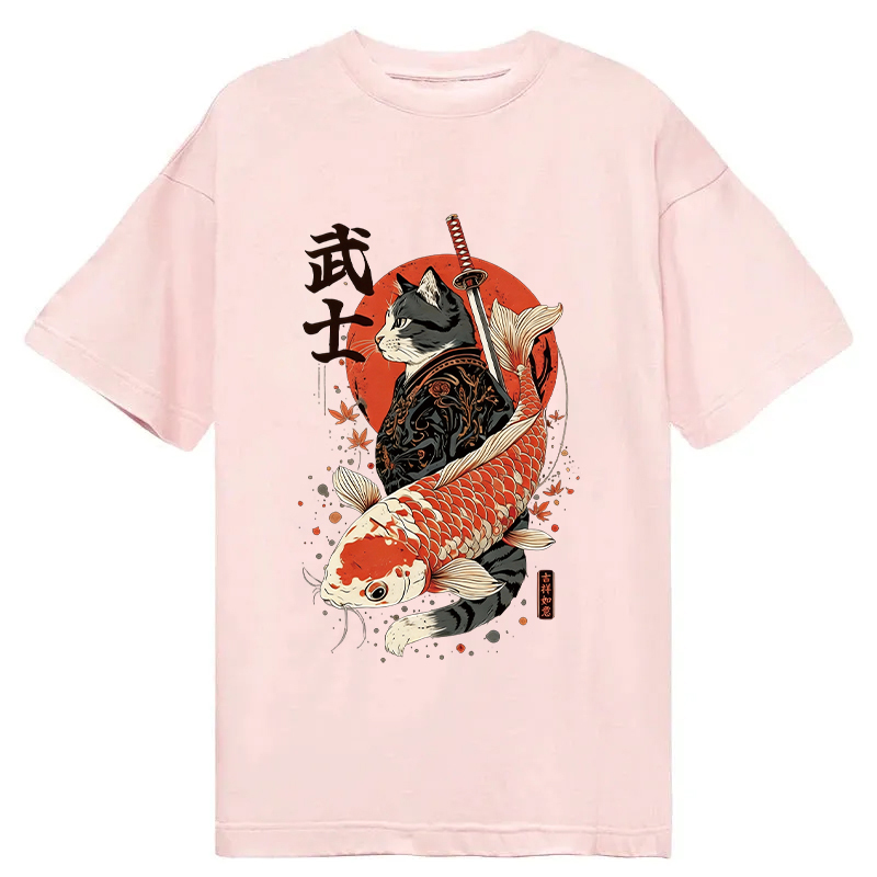 Tokyocanvas Samurai Cat And Koi Classic T-Shirt