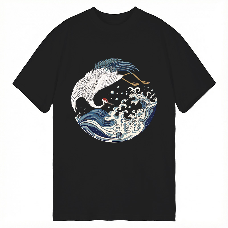Tokyocanvas Crane Bird Wave Classic T-Shirt
