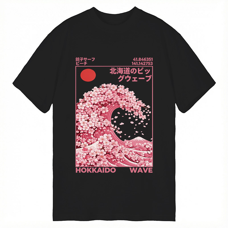 Tokyocanvas Hokkaido Wave Sakura Classic T-Shirt