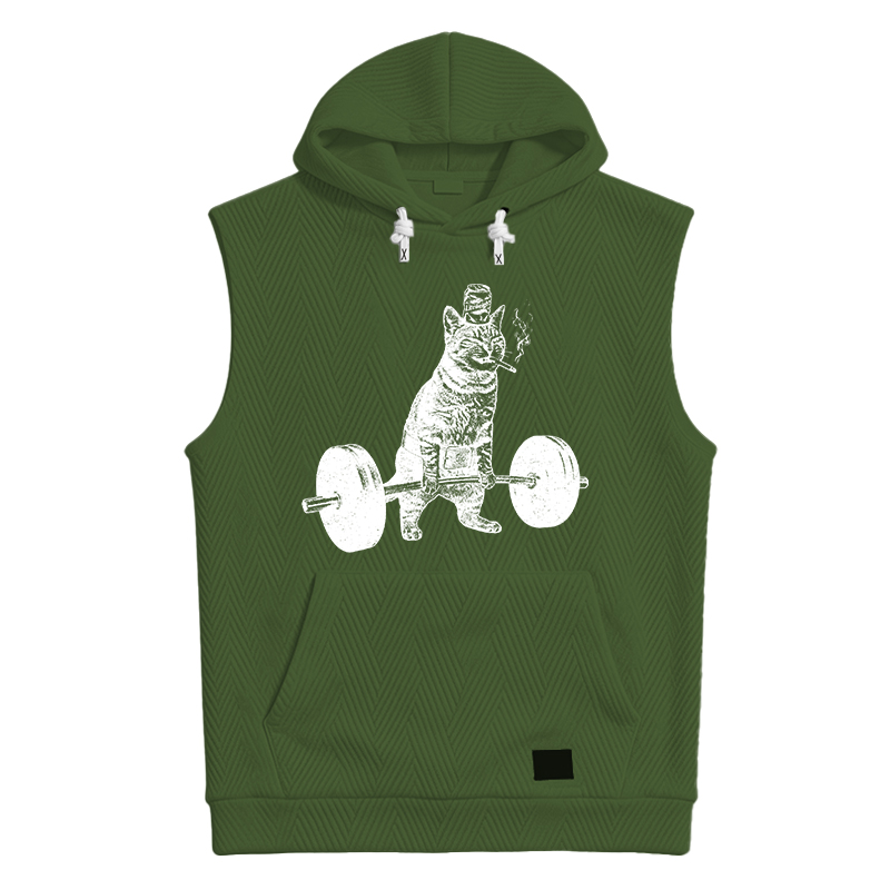 Tokyocanvas Funny Deadlift Cat Hooded Tank