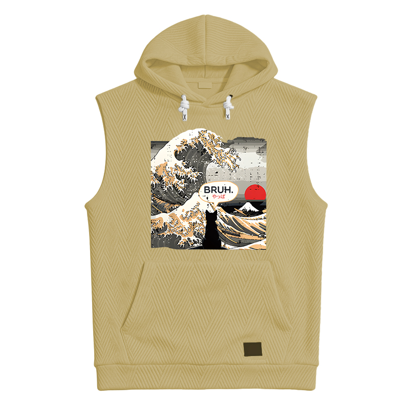 Tokyocanvas Bruh Cat Great Wave Hooded Tank