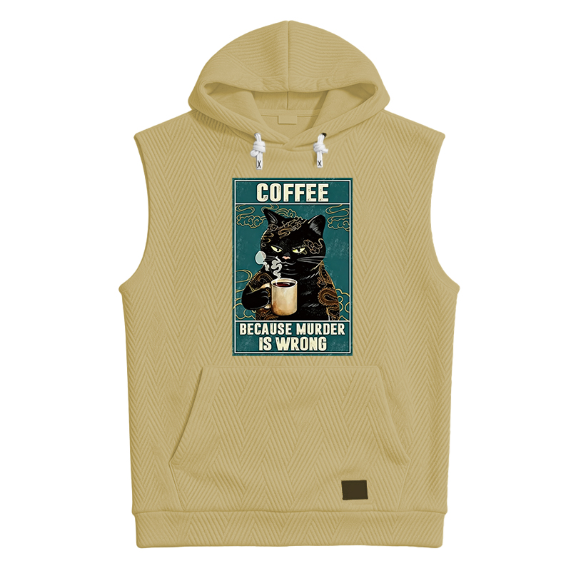 Tokyocanvas Cat Tattoo Coffee Because Murder Is Wrong Hooded Tank
