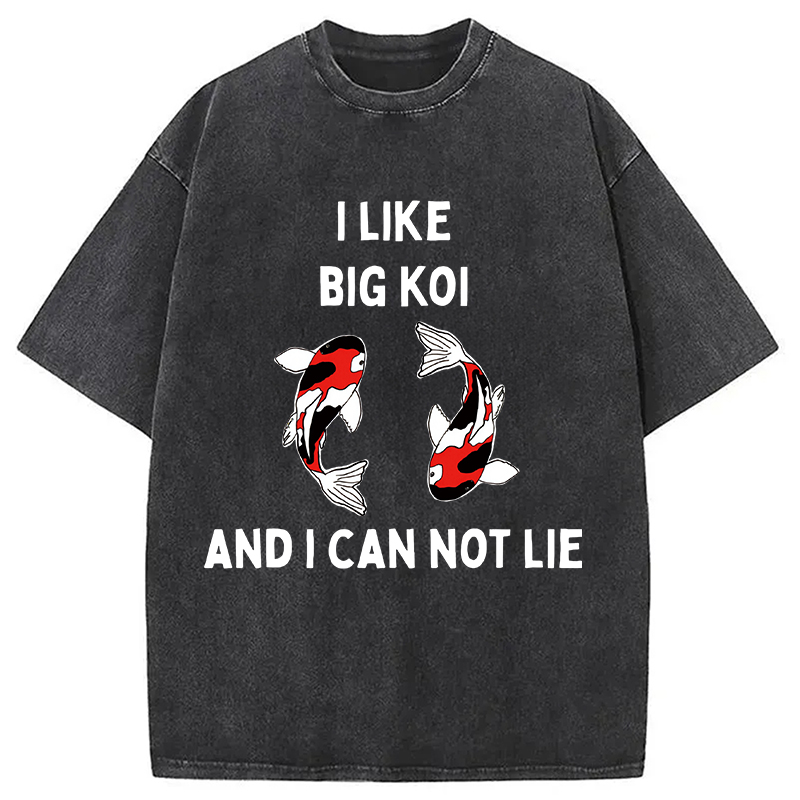 Tokyocanvas Vintage Koi Fish I Like Big Koi Washed T-Shirt