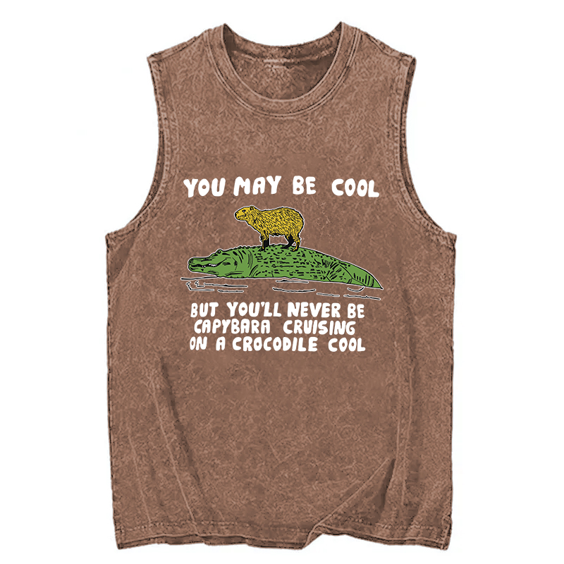Tokyocanvas Funny Capybara Riding Crocodile Washed Tank