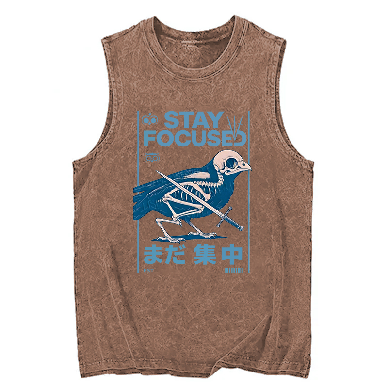 Tokyocanvas Bird Skull Japanese Washed Tank