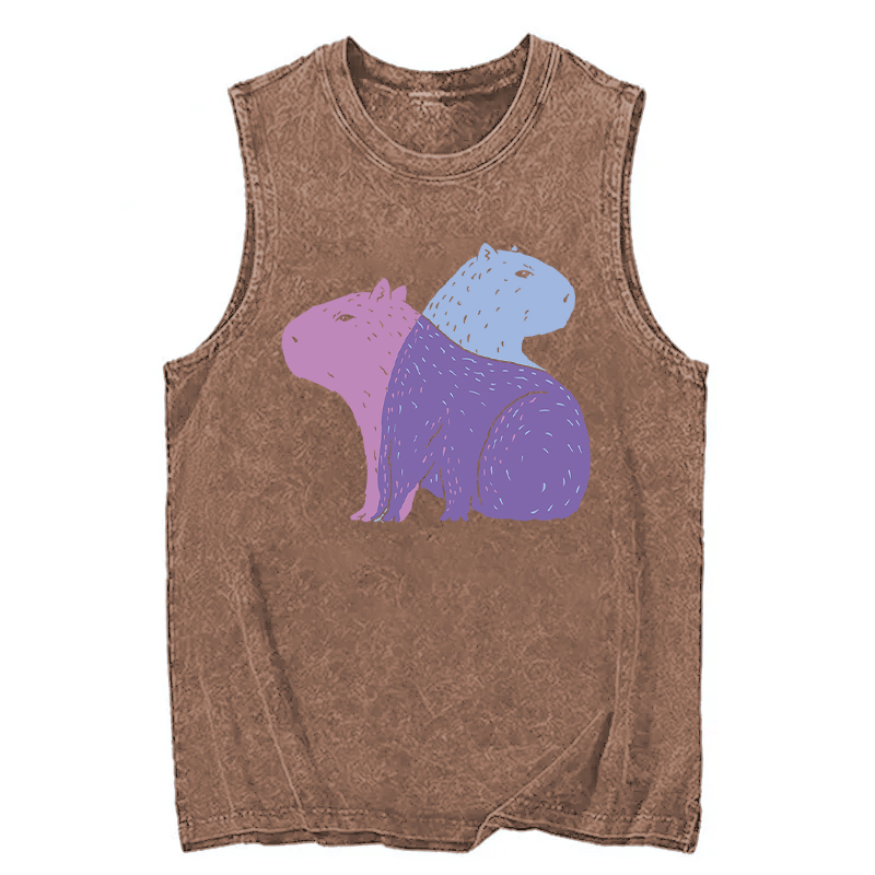 Tokyocanvas Double Capybaras Washed Tank