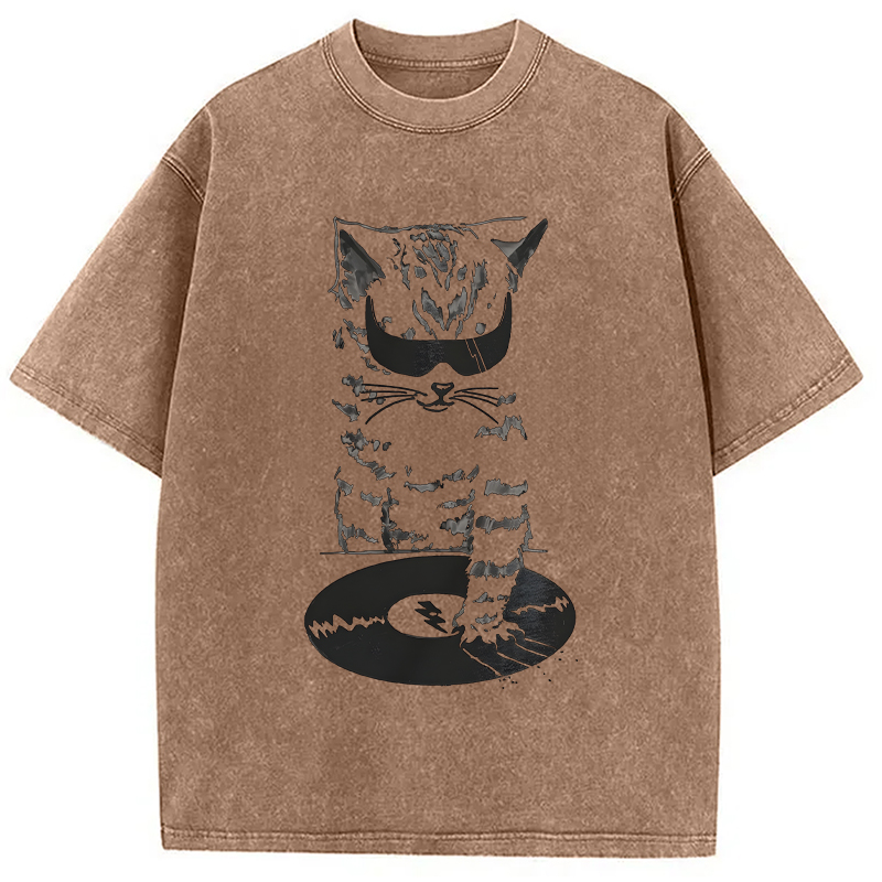 Tokyocanvas DJ Cat Washed T-Shirt