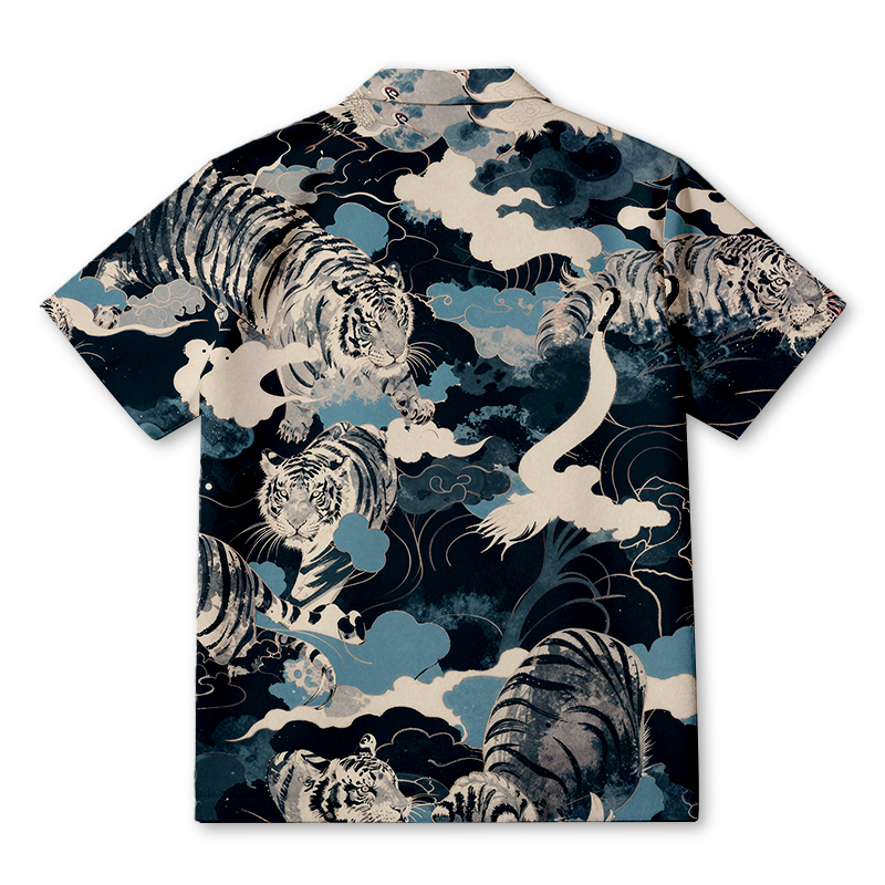 Tokyocanvas Tiger In The Waves Hawaiian Shirt