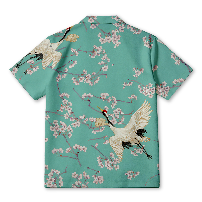 Tokyocanvas Cranes And Sakura Hawaiian Shirt