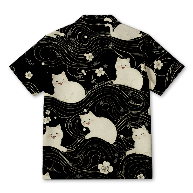 Tokyocanvas Mysterious Cat Hawaiian Shirt