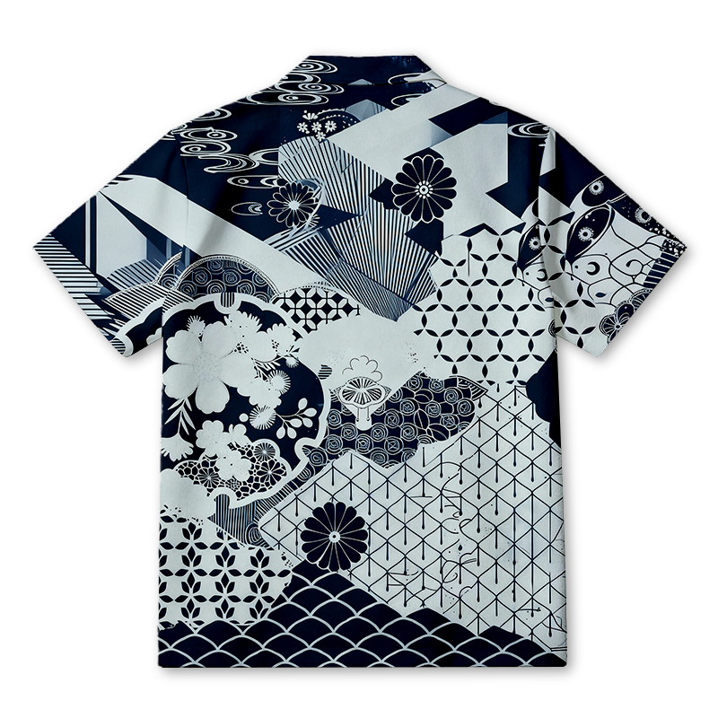 Tokyocanvas Elegant Floral Waves Hawaiian Shirt