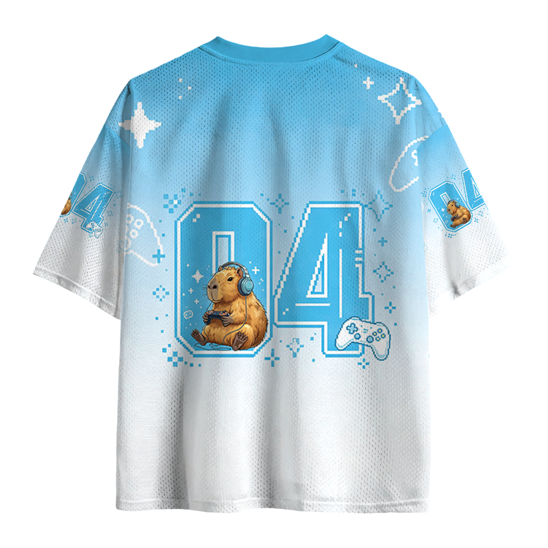 Tokyocanvas Capybara Life:Paused.Game:ON. Mesh Jersey