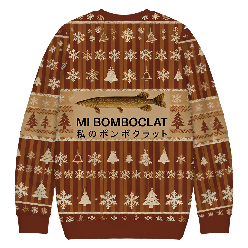 Tokyocanvas Mi Bomboclat Fish Christmas Ugly Sweatshirt