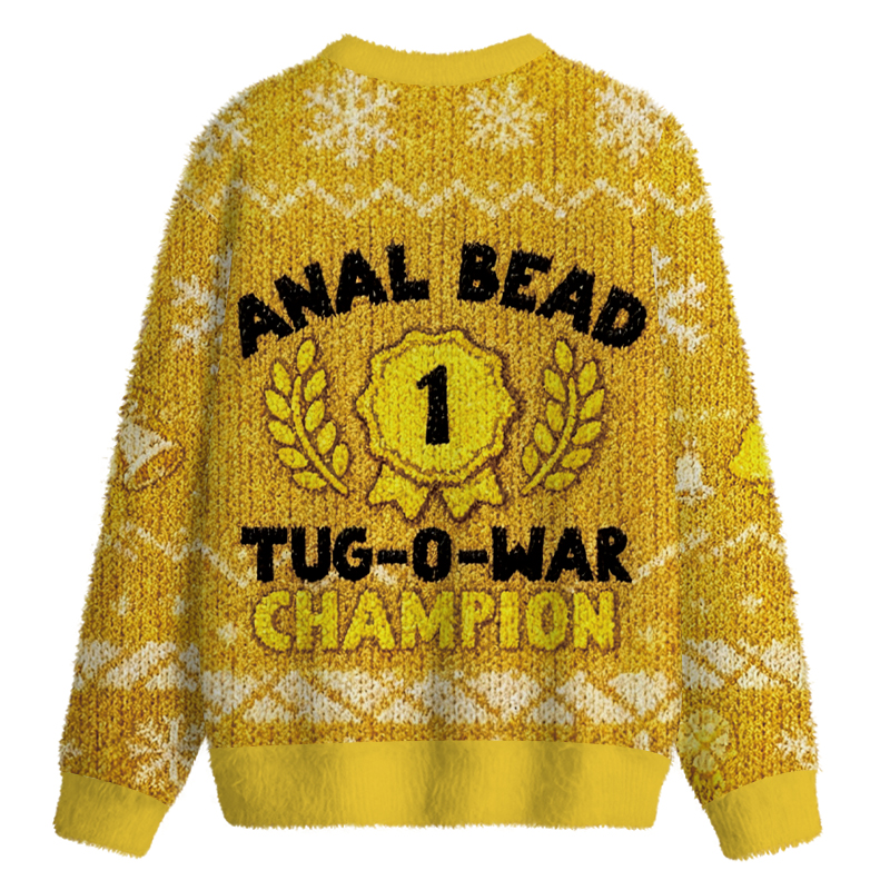 Tokyocanvas Bead Tug O War Champion Funny Fuzzy Christmas Ugly Sweatshirt