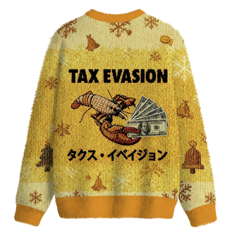 Tokyocanvas Tux Evasion Funny Fuzzy Christmas Ugly Sweatshirt