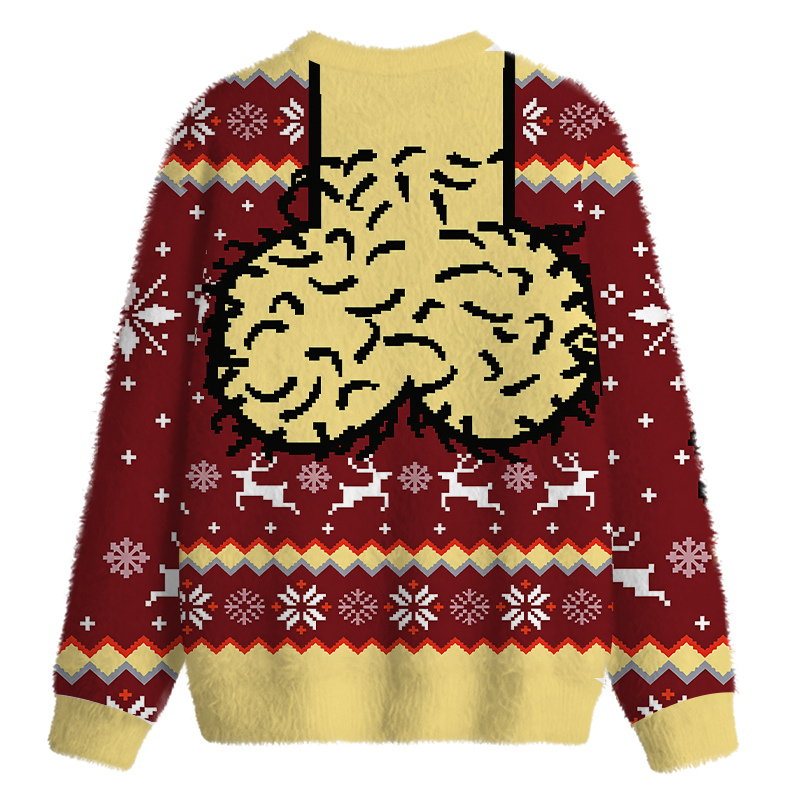 Tokyocanvas Hilarious Naughty Fuzzy Christmas Ugly Sweatshirt
