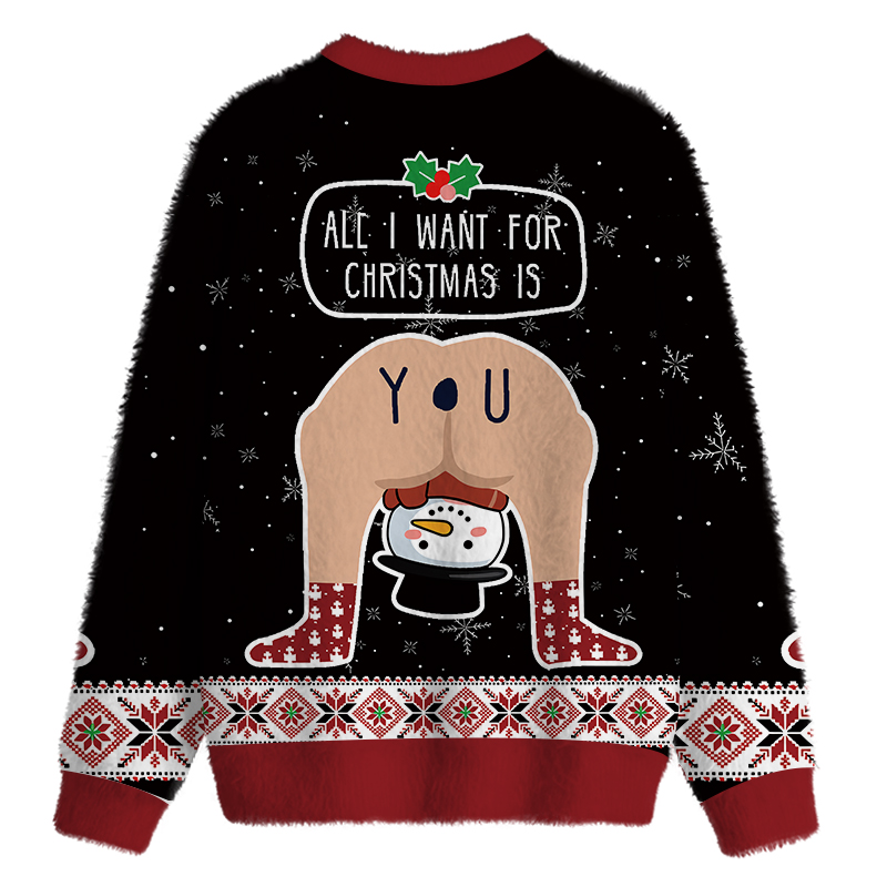 Tokyocanvas Hilarious Situations Fuzzy Christmas Ugly Sweatshirt