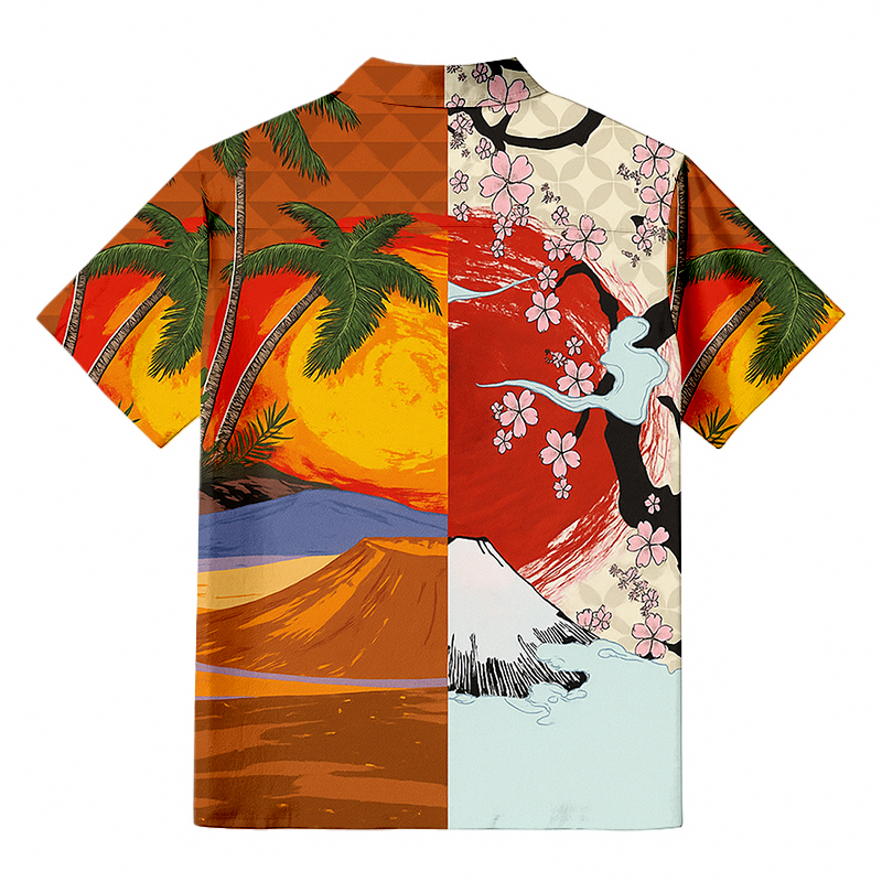 Tokyocanvas Mauna Kea and Fuji Mountains Button-up Shirt
